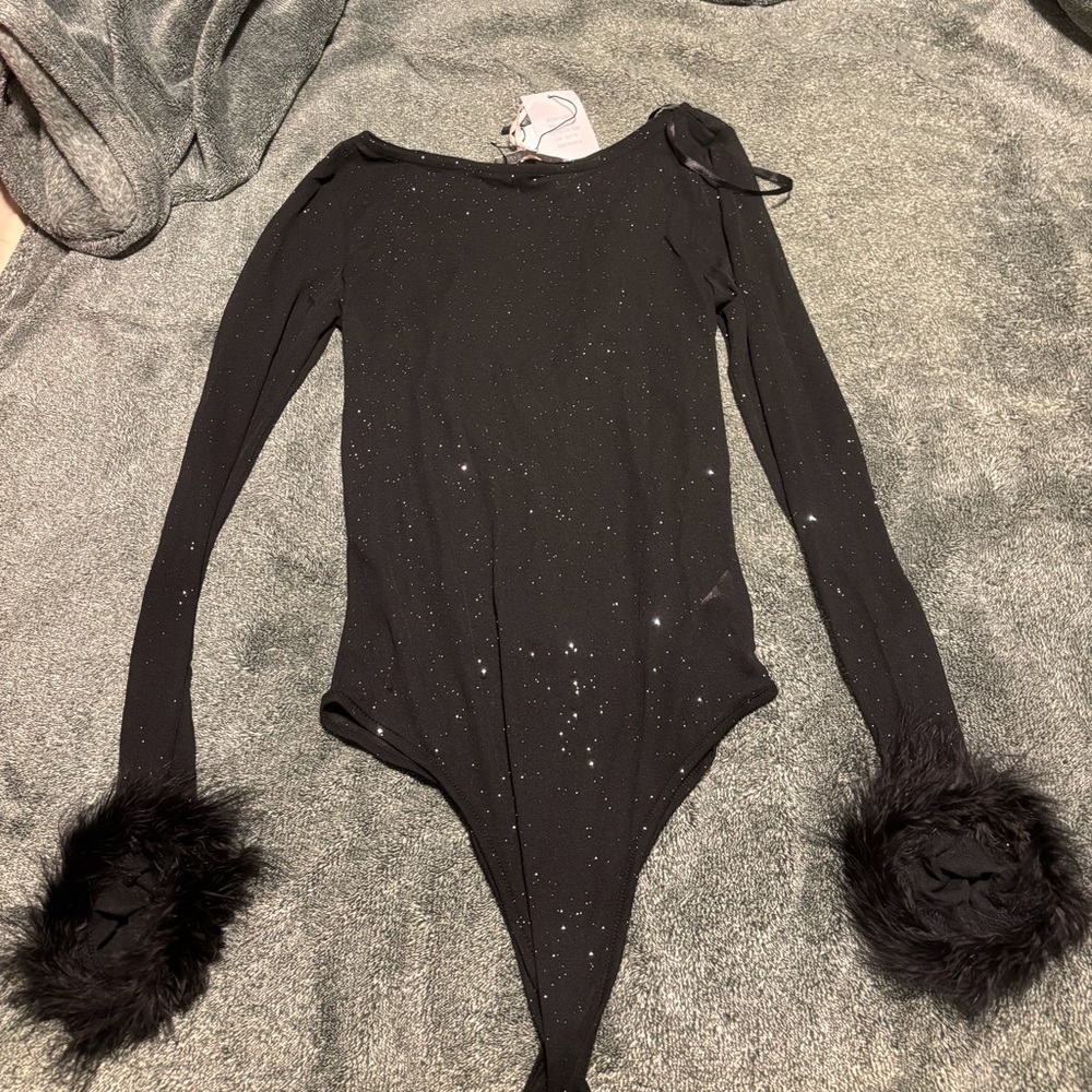 Black sparkly mesh bodysuit